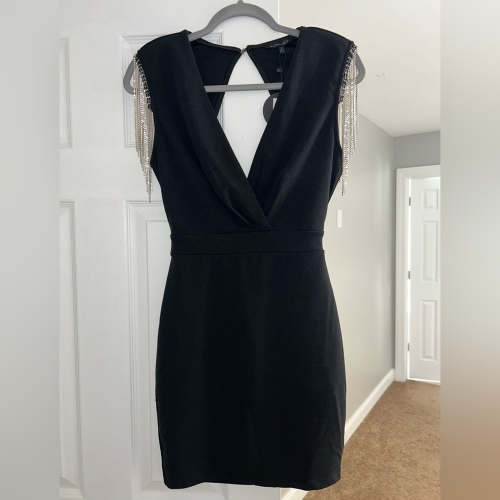 Apricot Lane boutique, black, V-neck, body con dress, size small